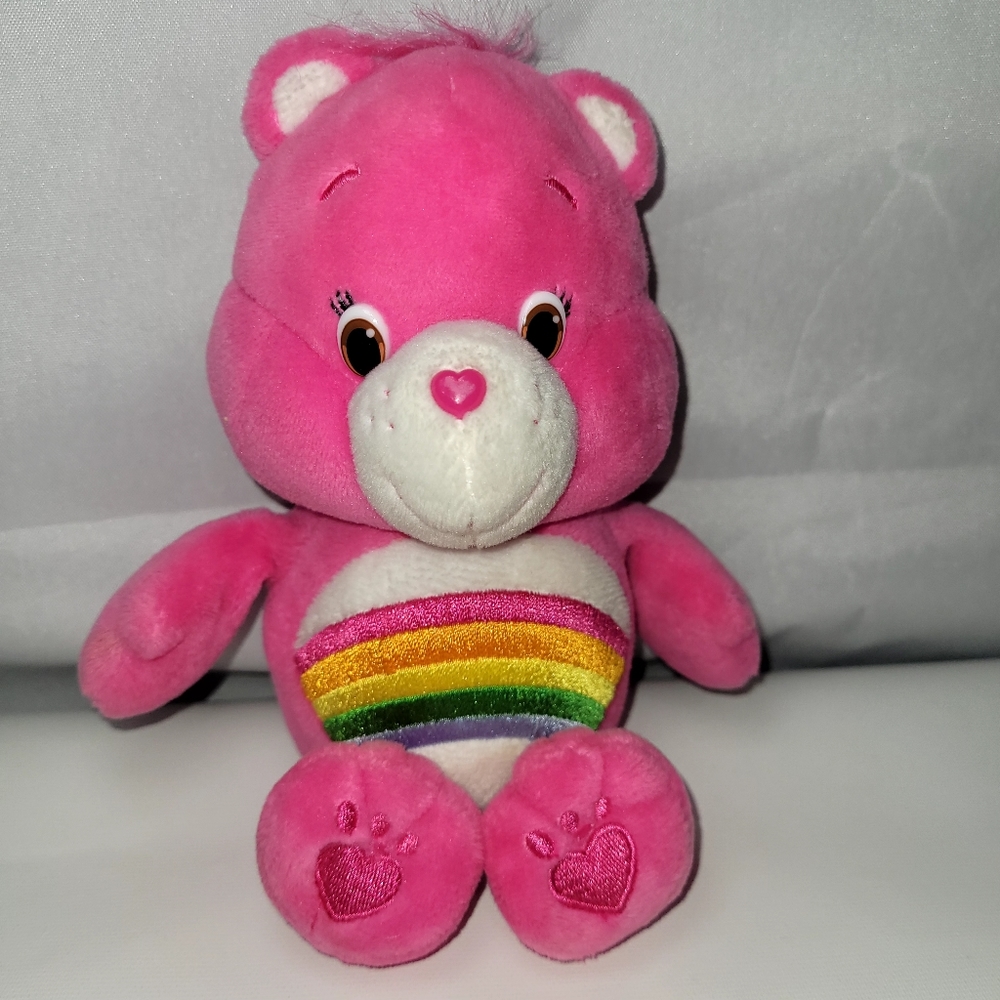 CARE BEAR Cheer Bear 8” Pink Beanbag/Stuffed Animal